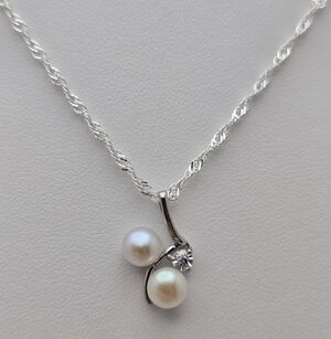 Freshwater White Real Pearl Necklace 18” Silver Plated Twisted Chain NWOT